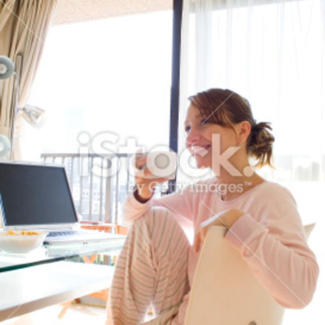 stock photo 2855886 girl with laptop at breakfast bei Buroparallel - Testaccount in Würzburg